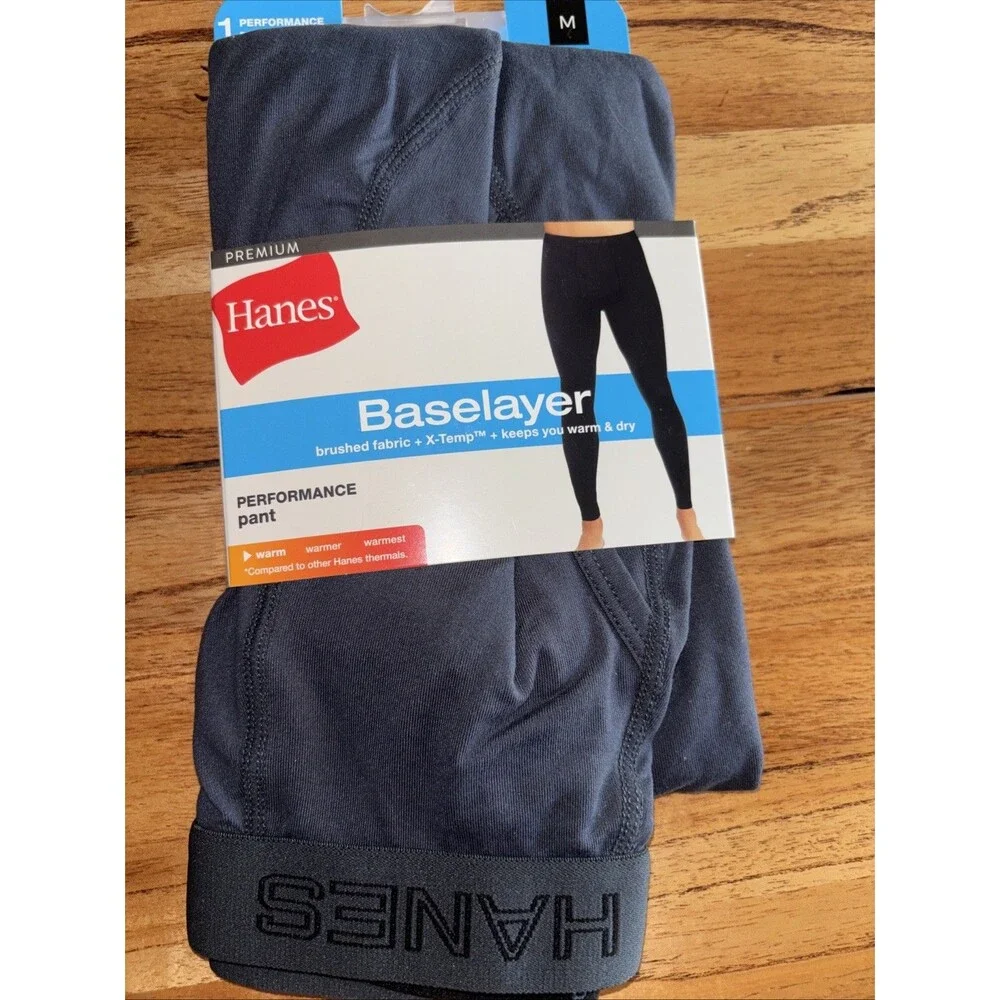 Hanes Premium Men Baselayer  Performance Pant Grey Medium